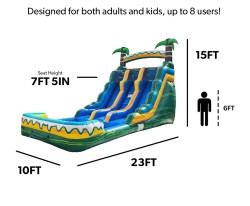 15' Double Lane Waterslide (Palm Tree) Double20Lane20Waterslide20dimensions 1772150196 15' Double Lane Waterslide (Palm Tree)
